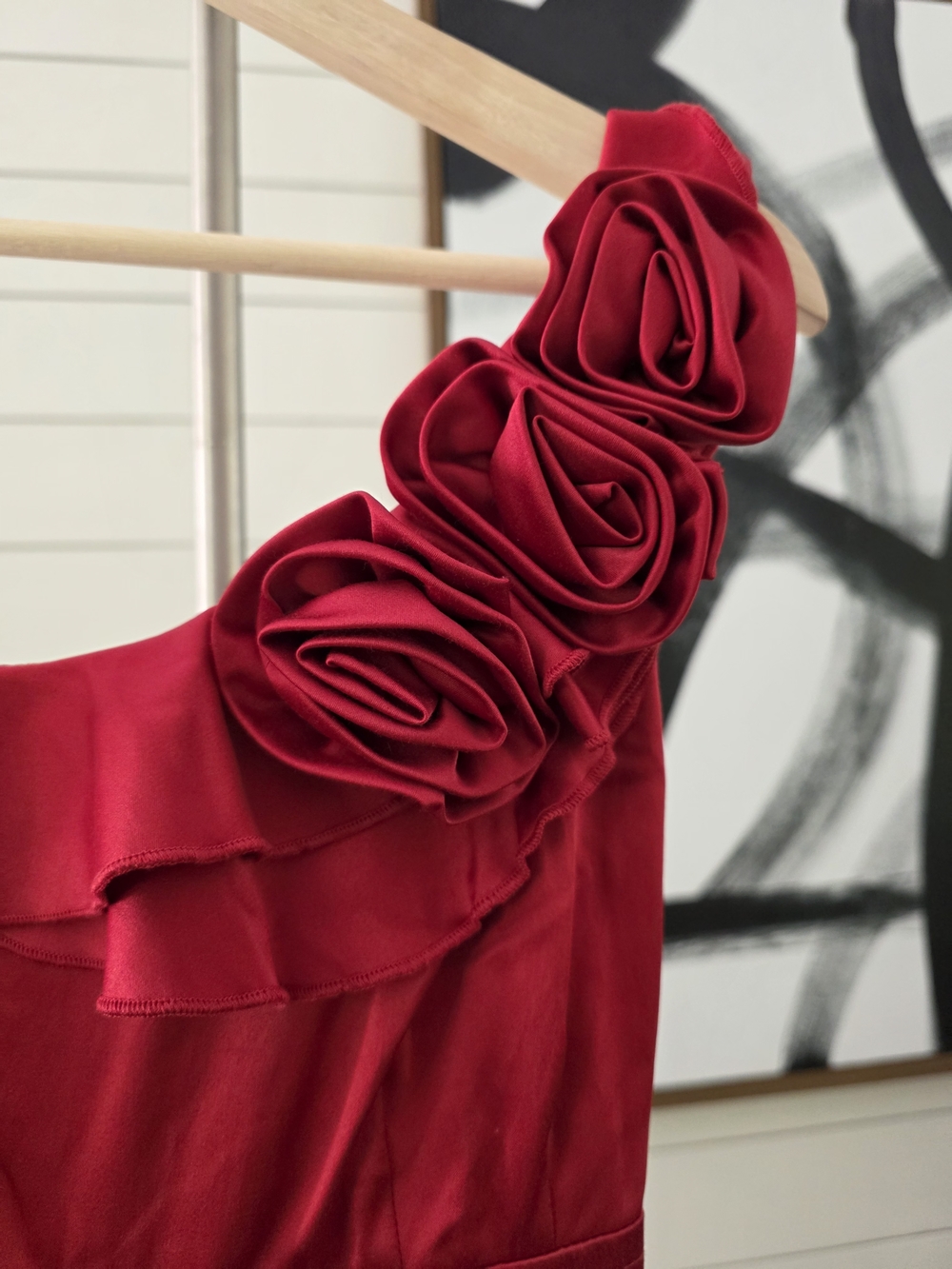 Red Ruffle Cocktail Dress - Picture 3 of 6